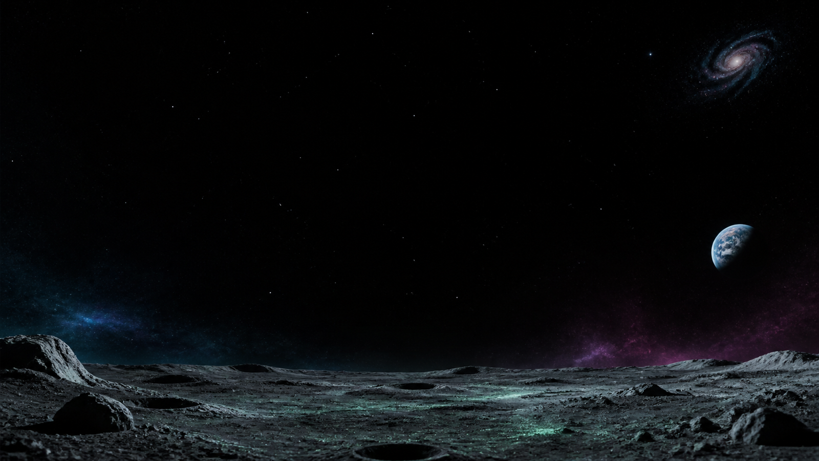 Moon surface beneath a deep star field
